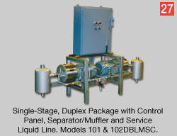 Single-Stage, Duplex Package with Control Panel, Separator/Muffler and Service Liquid Line. Models 101 & 102DBLMSC. 